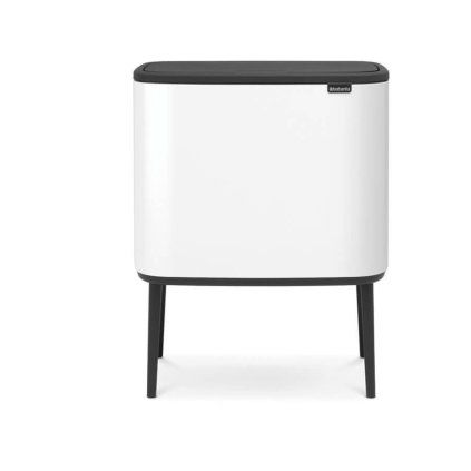 Coș de gunoi cu capac sensibil la atingere BO 11 + 23 l, alb, Brabantia