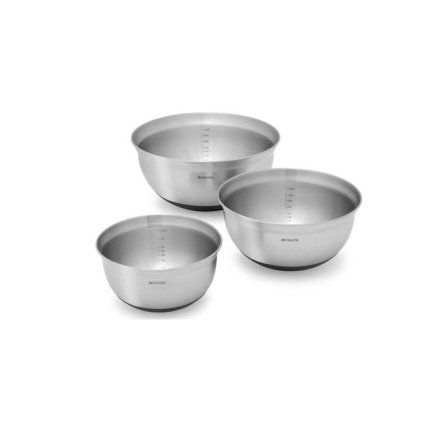 Bol de bucătărie, set de 3 buc, din oțel inoxidabil mat, Brabantia
