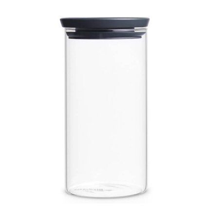 Borcan de depozitare pentru bucătărie 1,1 l, cu capac gri, sticlă, Brabantia