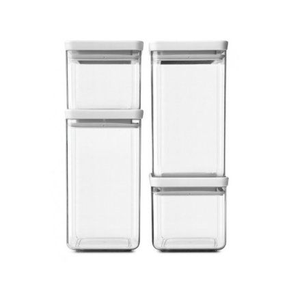 Recipient pentru depozitarea alimentelor TASTY PLUS, set de 4 buc, gri deschis, plastic, Brabantia