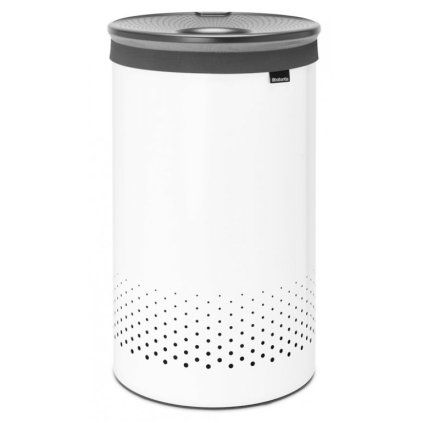 Coș de rufe 60 l, cu capac din plastic, alb, Brabantia