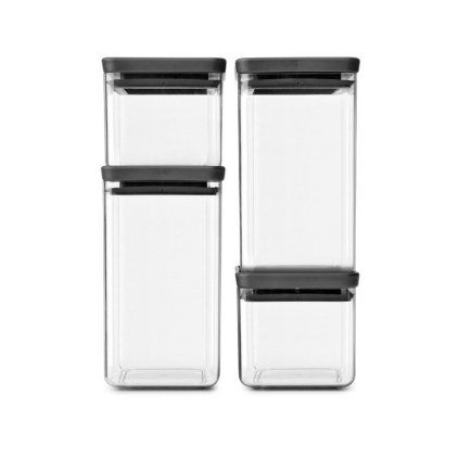 Recipient pentru depozitarea alimentelor TASTY PLUS, set de 4 buc, gri închis, plastic, Brabantia