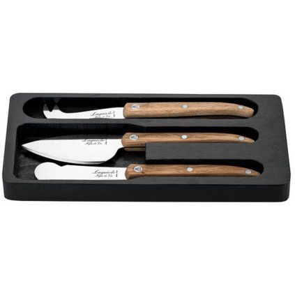 Set cuțite pentru brânză INNOVATION, 3 buc, cutie cadou, mânere din lemn de stejar, Laguiole