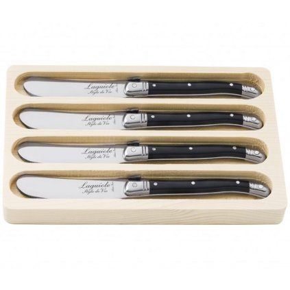 Cuțit pentru unt PREMIUM, set de 4 buc, negru, Laguiole