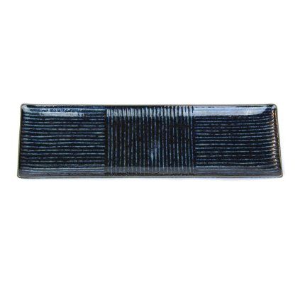Platou de sushi LINES 33 x 10 cm, albastru închis, MIJ