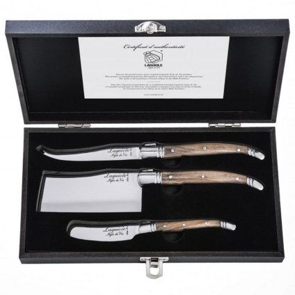Set cuțite pentru brânză LAGUIOLE LUXURY, 3 buc, set cadou, mânere din lemn de măslin, Laguiole