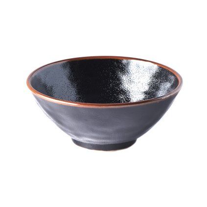 Bol ceramică TENMOKKU 20 cm, 800 ml, negru, ceramică, MIJ