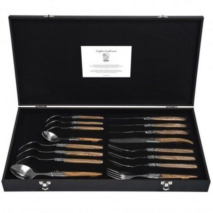 Set de tacâmuri de masă LUXURY, 16 buc, mânere din lemn de măslin, Laguiole