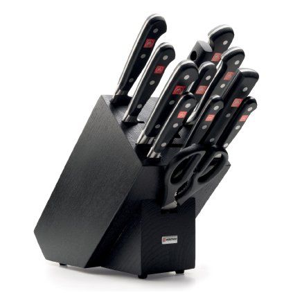 Set bloc de cuțite CLASSIC, 13 buc, cu dispozitiv de honuit cuțit și foarfecă, negru, Wüsthof