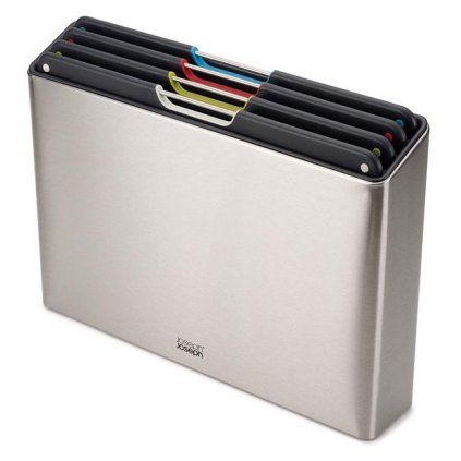 Set tocător FOLIO STEEL , 4 buc, cu suport, din oțel inoxidabil, Joseph Joseph
