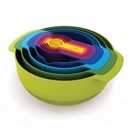 Bol de bucătărie MULTI-COLOUR NEST™ 9 PLUS , set de 9 buc, stivuibile, cu cană gradată, colorat, Joseph Jose