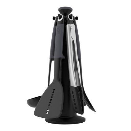 Set ustensile pentru bucătărie ELEVATE, cu suport rotativ, negru, Joseph Joseph