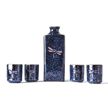 Set de saké DRAGONFLY, 5 buc, albastru, MIJ