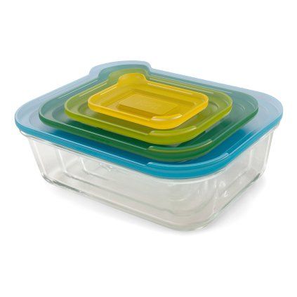 Recipient pentru depozitarea alimentelor NEST, set de 4 buc, din sticlă, Joseph Joseph