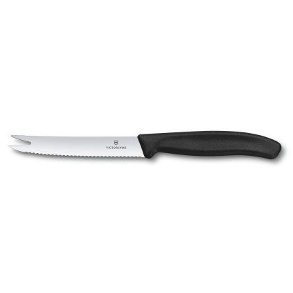 Cuțit pentru brânză și cârnați 11 cm, negru, Victorinox