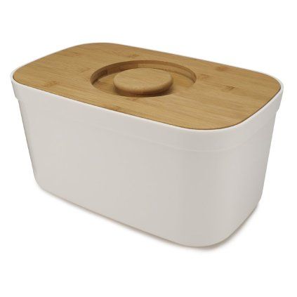 Coș pentru pâine 35 x 22 cm, cu capac din bambus/tocător, alb, Joseph Joseph
