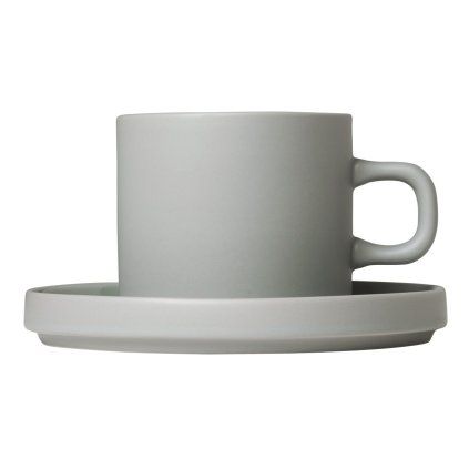Ceașcă de cafea cu farfurie PILAR, 200 ml, gri deschis, Blomus