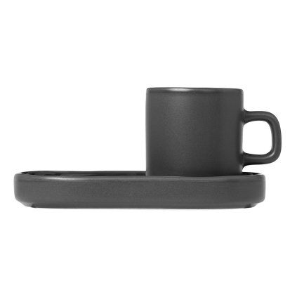 Ceașcă pentru espresso cu farfurioară PILAR, set de 2 buc, kaki, Blomus