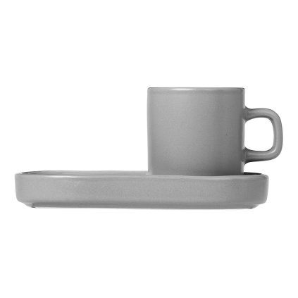 Ceașcă pentru espresso cu farfurioară PILAR, set de 2 buc, gri deschis, Blomus