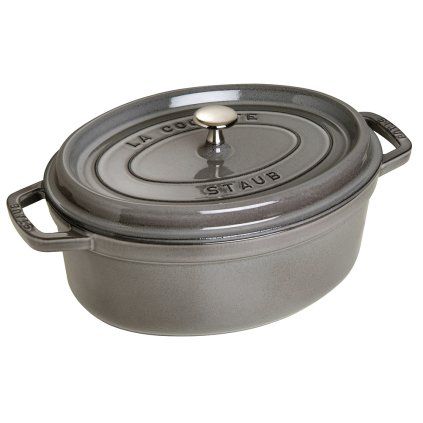 Capac pentru cratiță V 8 l, ovală, gri grafit, din fontă, Staub