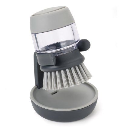 Perie de vase cu dozator de săpun de vase PALM SCRUB, gri, Joseph Joseph