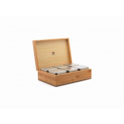 Organizator de ceai cu frunze libere, 6 conserve, bambus, Bredemeijer