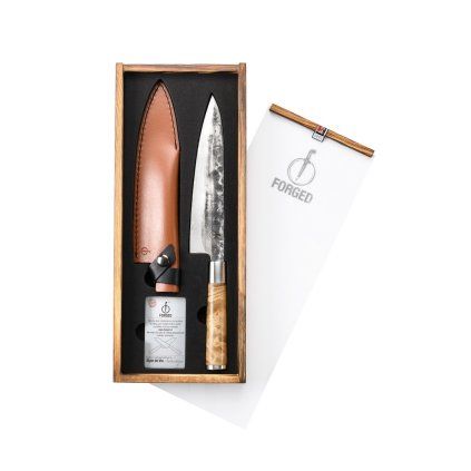 Cuțit de bucătărie VG10 20,5 cm, cu carcasă din piele, Forged