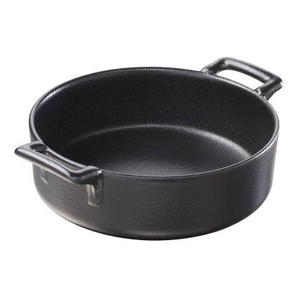 Farfurie pentru cuptor BELLE CUISINE 18,5 cm, rotund, negru mat, porțelan, REVOL