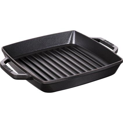 Tigaie grill fontă cu mânere, neagră, 28 x 28 cm Staub