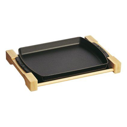 Tavă de servire din fontă cu lemn de 33 x 23 cm Staub