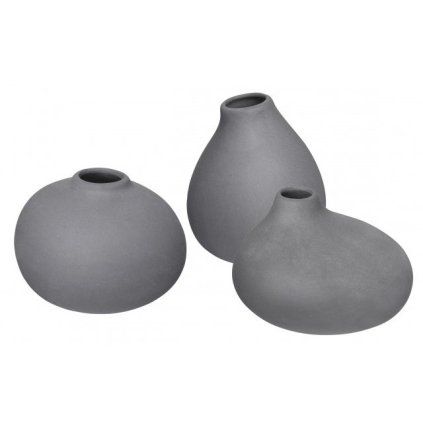 Vază NONA, set de 3 buc, gri închis, Blomus