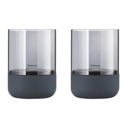 Suport pentru lumânări CALMA 9 cm, set de 2 buc, fum, beton, Blomus