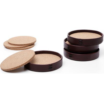 Suport pentru pahare, set de 4 buc, maro, Litton