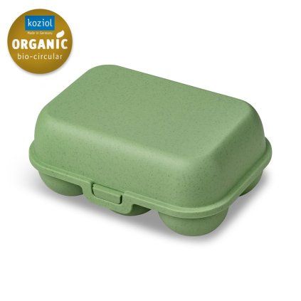Recipient depozitare ouă EGGS TO GO MINI 17 cm, pentru 6 ouă, verde cu frunze, Koziol