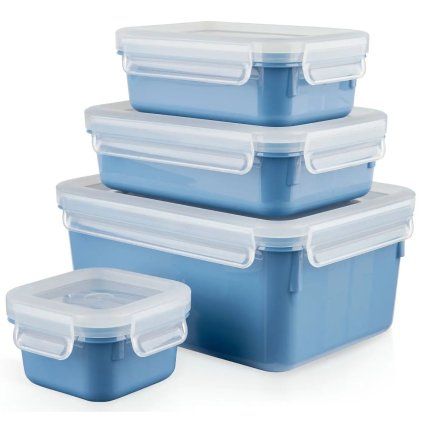 Borcan de depozitare pentru bucătărie MASTER SEAL COLOUR EDITION N1030810 , set de 4 buc, albastru, plastic, Tefal