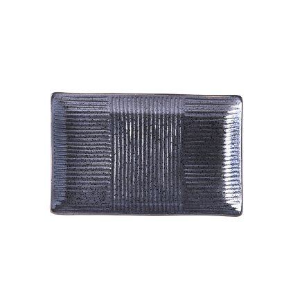 Farfurie pentru sushi și sashimi LINES, 21 x 13 cm, neagră, MIJ