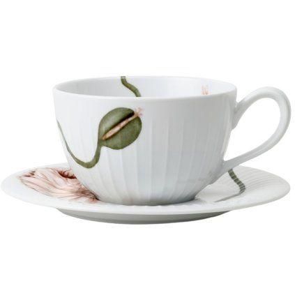 Ceașcă de ceai cu farfurie HAMMERSHOI POPPY, 380 ml, alb, Kähler