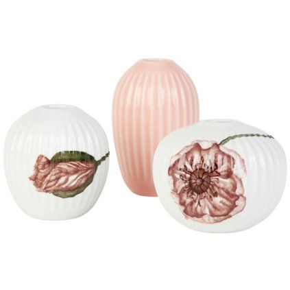 Vază mini HAMMERSHOI POPPY set de 3 buc, nude/alb, Kähler