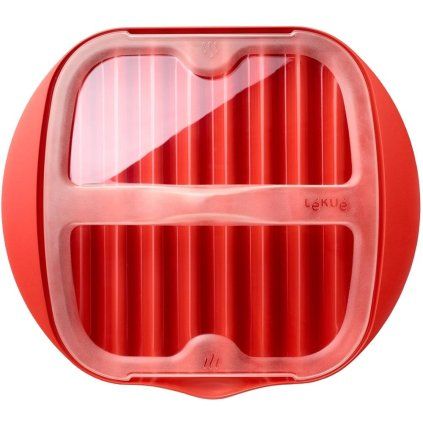 Suport pentru preparare bacon în cuptor cu microunde, roșu, Lékué
