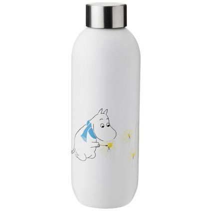 Sticlă de voiaj TO GO CLICK MOOMIN Stelton 0,75 l albă ca zăpada
