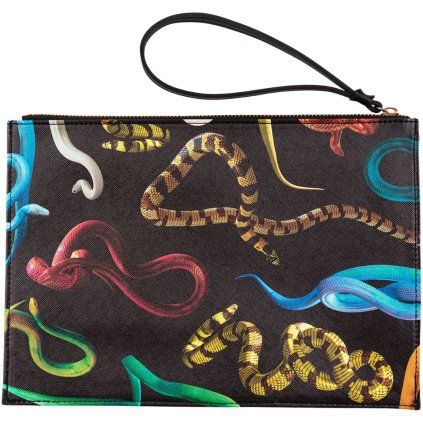 Geantă tip poșetă TOILETPAPER SNAKES 28 x 20 cm, negru, Seletti