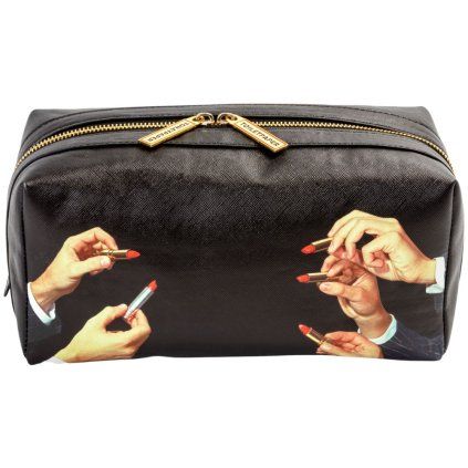 Geantă cosmetică TOILETPAPER LIPSTICKS 25,5 x 12 cm, negru, Seletti