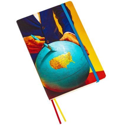 Carnet de notițe TOILETPAPER GLOBE, 21 x 14 cm, albastru, Seletti
