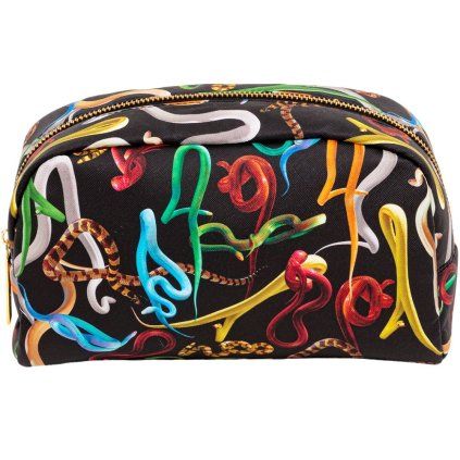 Geantă cosmetică TOILETPAPER SNAKES, 23 x 13 cm, negru, Seletti