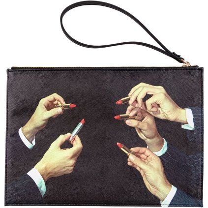 Poșetă TOILETPAPER LIPSTICKS, 28 x 20 cm, negru, Seletti