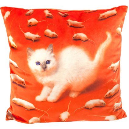 Pernă TOILETPAPER KITTEN, 50 x 50 cm, roșu, Seletti