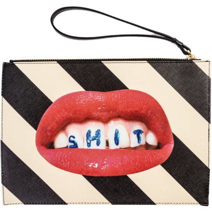 Poșetă TOILETPAPER SHIT, 28 x 20 cm, în dungi, Seletti