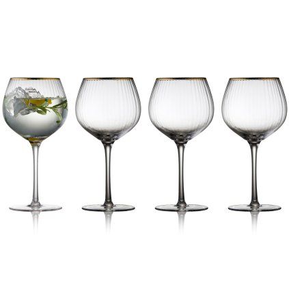 Pahar pentru gin și tonic PALERMO GOLD, set de 4 buc, 650 ml, Lyngby Glas