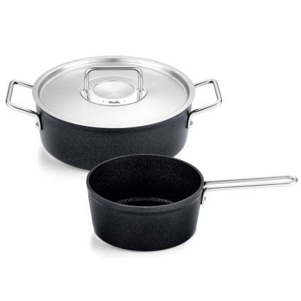 Set de vase pentru gătit ADAMANT, capace din inox, set de 2 buc, strat antiaderent, Fissler