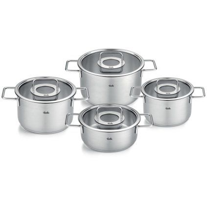 Set de vase pentru gătit PURE , capace din sticlă, set de 4 buc, inox,Fissler